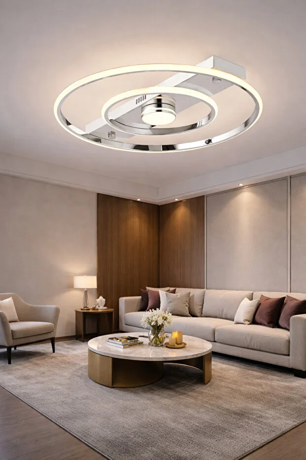 Alfa 45 Cm 3 Işık Mod’lu Modern Salon Mutfak Yatak Odası Led Avizesi